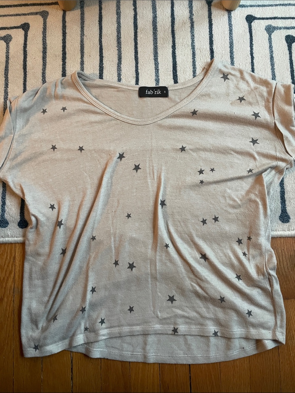 fab'rik Beige Star Print Short Sleeve Top